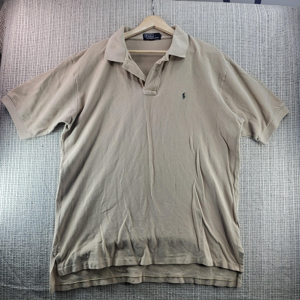 Polo By Ralph Lauren Polo Shirt Mens XL Beige Knit Embroidered Pony Casual